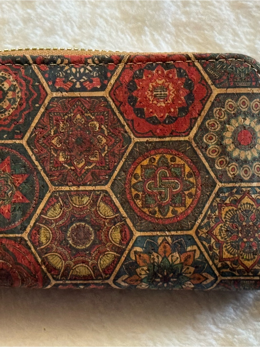 Mandala Hexagon Zip Wallet in Multicolor